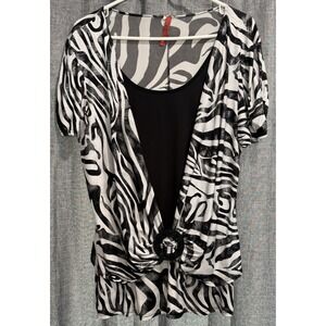 Topia One Piece Layered Tank Look Y2K O-Ring Zebra Print Top Med/Large